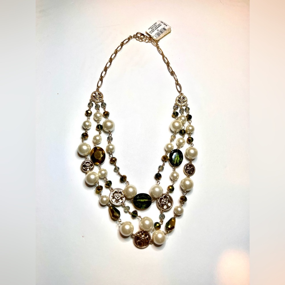 Charter Club Gold-tone Imitation Pearl Flower Coin & Bead Strand Necklace Cute